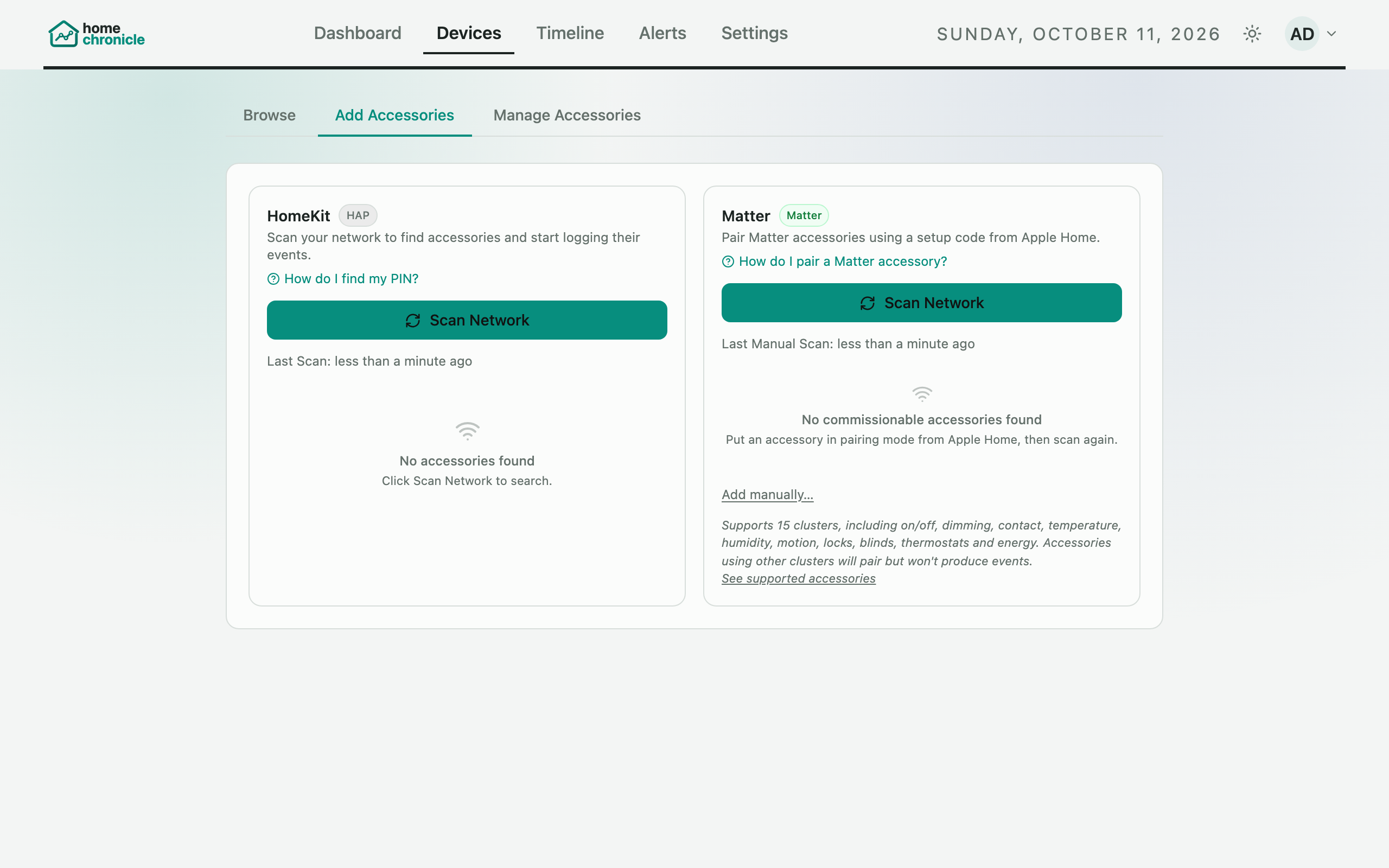Devices › Add Accessories — discovery and pairing