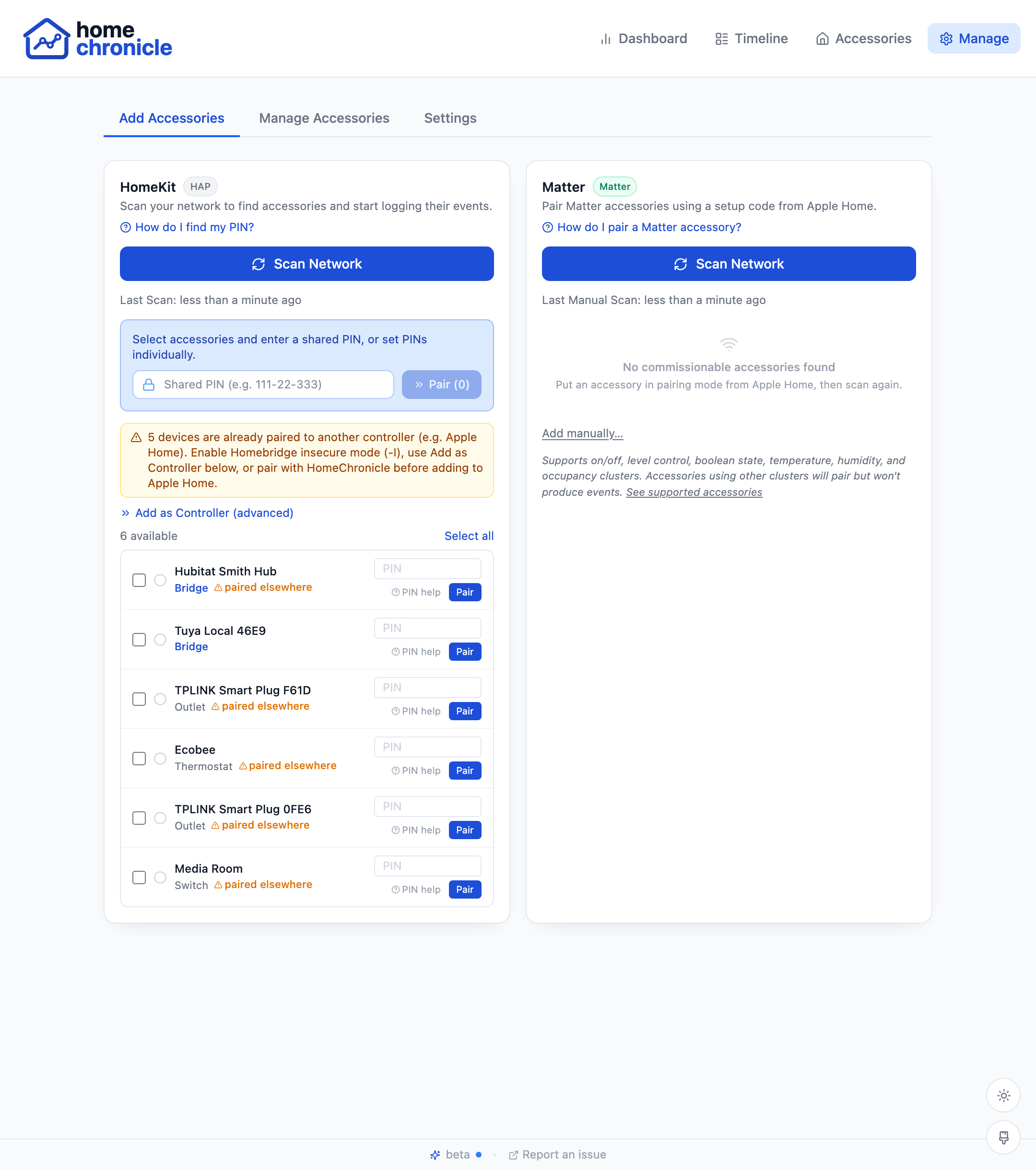 Add Accessories pairing wizard
