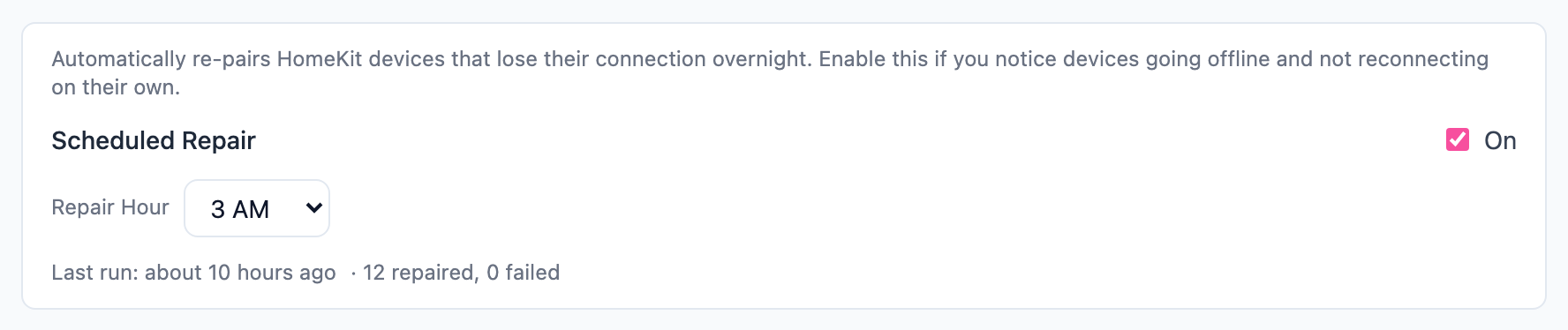Scheduled repair settings