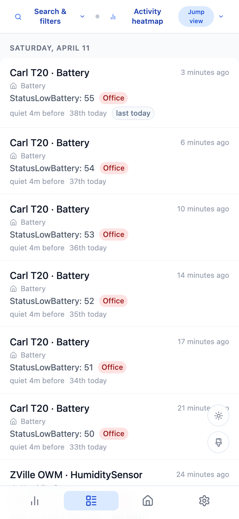 Mobile timeline view